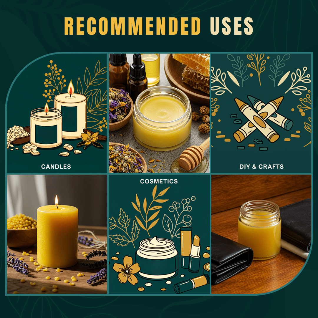 100% Organic Food‑Grade Yellow Beeswax Pellets – Natural, Unfiltered Honey Scent, Safe for Food Coating, Cheese, Baking, Balm, Candle, Skincare & Crafts