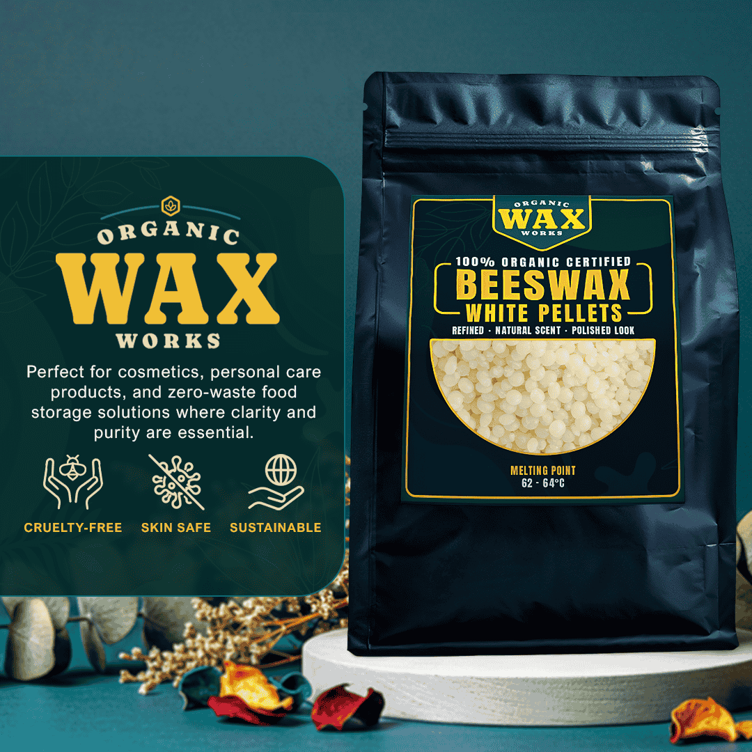 100% Organic Food‑Grade White Beeswax Pellets For Food Wraps, Lip Balm, Deodorants, Candles & Crafts