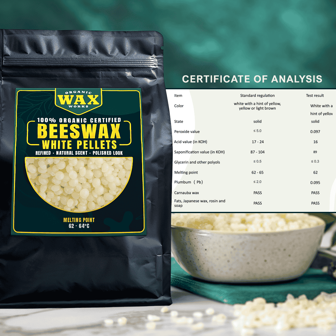 100% Organic Food‑Grade White Beeswax Pellets For Food Wraps, Lip Balm, Deodorants, Candles & Crafts