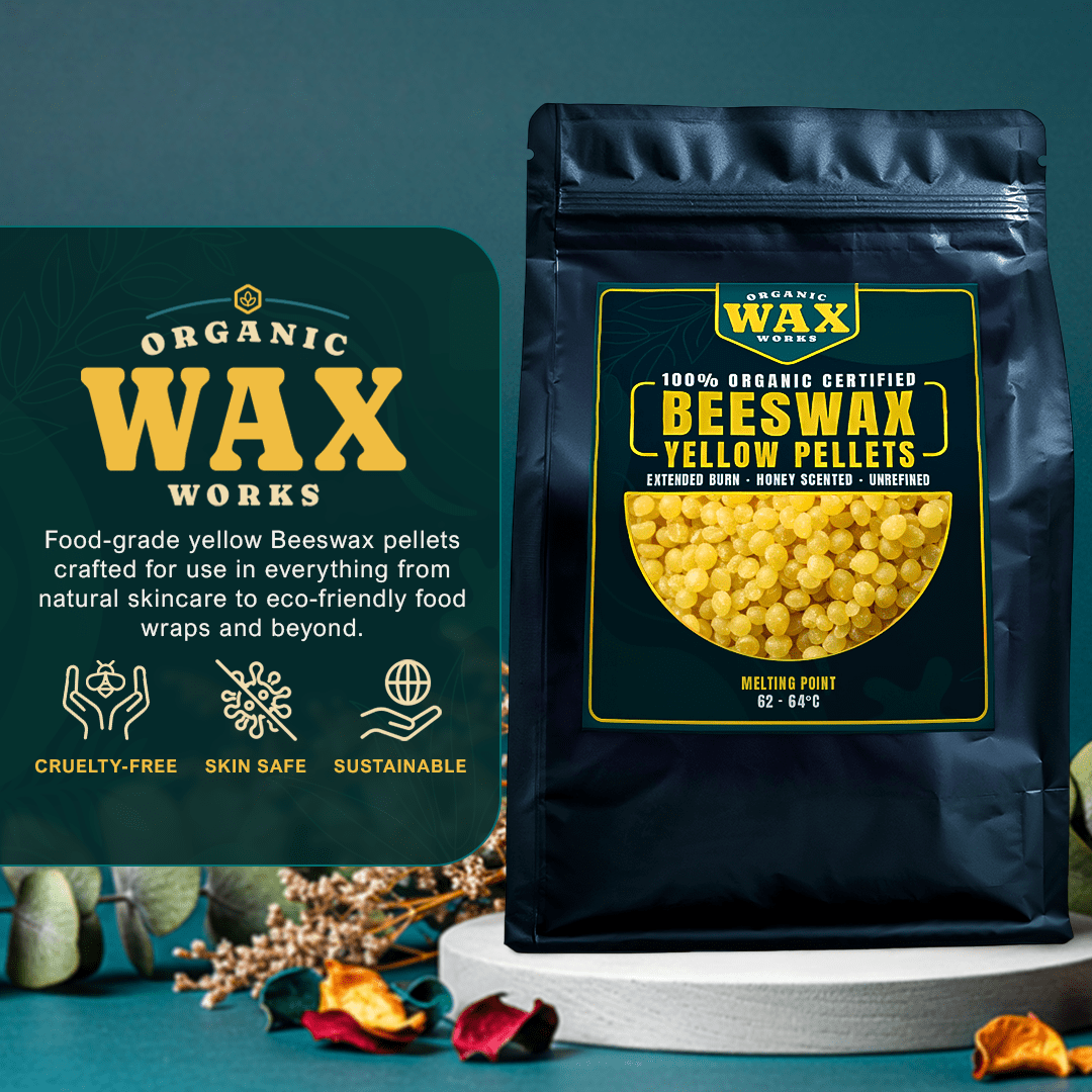 100% Organic Food‑Grade Yellow Beeswax Pellets – Natural, Unfiltered Honey Scent, Safe for Food Coating, Cheese, Baking, Balm, Candle, Skincare & Crafts