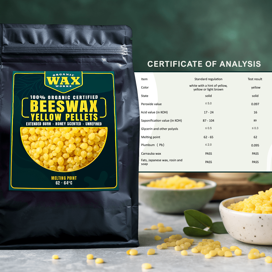 100% Organic Food‑Grade Yellow Beeswax Pellets – Natural, Unfiltered Honey Scent, Safe for Food Coating, Cheese, Baking, Balm, Candle, Skincare & Crafts