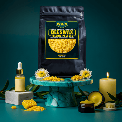 100% Organic Food‑Grade Yellow Beeswax Pellets – Natural, Unfiltered Honey Scent, Safe for Food Coating, Cheese, Baking, Balm, Candle, Skincare & Crafts
